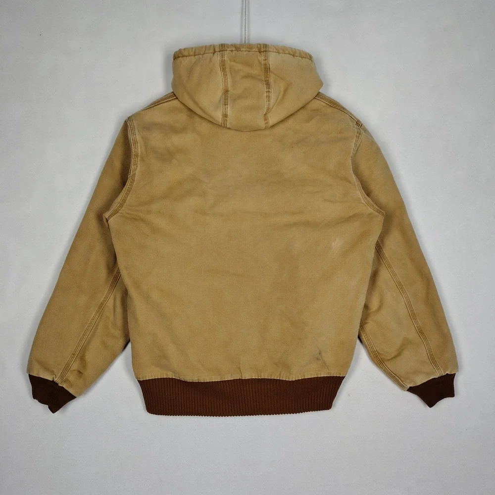 Carhartt J140 BRN Duck Active Jacket Brown Hooded Work Coat Mens Medium